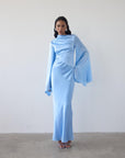 ONDAS MAXI DRESS IN SKY SILK SATIN - De La Vali