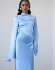 ONDAS MAXI DRESS IN SKY SILK SATIN - De La Vali