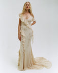 OPHELIA MAXI DRES IN ANTIQUE VISCOSE GEORGETTE - De La Vali