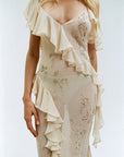 OPHELIA MAXI DRES IN ANTIQUE VISCOSE GEORGETTE - De La Vali