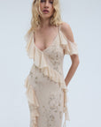 OPHELIA MAXI DRES IN ANTIQUE VISCOSE GEORGETTE - De La Vali