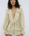 ELIA SHORTS IN ANTIQUE YELLOW CREPE DE CHINE - De La Vali