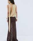 MENORCA TOP IN ANTIQUE YELLOW VISCOSE GEORGETTE - De La Vali