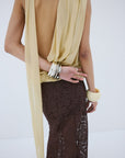 MENORCA TOP IN ANTIQUE YELLOW VISCOSE GEORGETTE - De La Vali