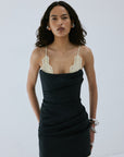 KASAI MINI DRESS IN BLACK TWILL - De La Vali