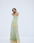 ESTELA MAXI DRESS IN MINT GREEN VISCOSE GEORGETTE - De La Vali
