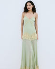 ESTELA MAXI DRESS IN MINT GREEN VISCOSE GEORGETTE - De La Vali
