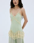 ESTELA MAXI DRESS IN MINT GREEN VISCOSE GEORGETTE - De La Vali