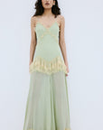 ESTELA MAXI DRESS IN MINT GREEN VISCOSE GEORGETTE - De La Vali