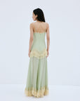ESTELA MAXI DRESS IN ANTIQUE YELLOW VISCOSE GEORGETTE - De La Vali