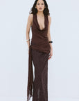 MENORCA TOP IN BROWN VISCOSE GEORGETTE - De La Vali