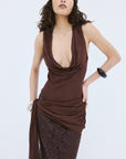 MENORCA TOP IN BROWN VISCOSE GEORGETTE - De La Vali