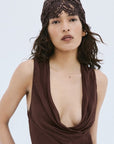 BONITA HEADSCARF IN BROWN COTTON LACE - De La Vali