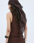 BONITA HEADSCARF IN BROWN COTTON LACE - De La Vali