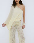 ROCIO TROUSER IN ANTIQUE YELLOW NYLON LACE - De La Vali