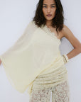 ELIA TOP IN ANTIQUE YELLOW POLYESTER CHIFFON - De La Vali
