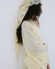BONITA HEADSCARF IN ANTIQUE YELLOW COTTON LACE - De La Vali