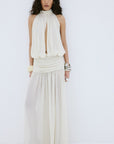 CRUZ MAXI DRESS IN CREAM POLY CHIFFON - De La Vali
