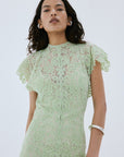 LAIA MAXI DRESS IN MINT GREEN NYLON LACE - De La Vali