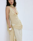 ROSA MAXI DRESS IN ANTIQUE YELLOW VISCOSE GEORGETTE - De La Vali