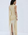 ROSA MAXI DRESS IN ANTIQUE YELLOW VISCOSE GEORGETTE - De La Vali