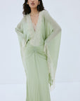 EVITA MAXI DRESS IN MINT GREEN VISCOSE GEORGETTE - De La Vali