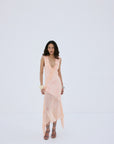 AURORA MIDI DRESS IN ROSA PALO PINK VISCOSE GEORGETTE - De La Vali