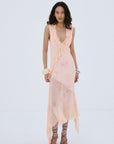 AURORA MIDI DRESS IN ROSA PALO PINK VISCOSE GEORGETTE - De La Vali