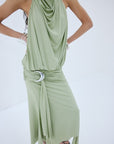VIDA MINI DRESS IN GREEN SPANDEX JERSEY - De La Vali