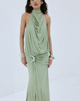 VIDA MINI DRESS IN GREEN SPANDEX JERSEY - De La Vali