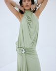 VIDA MINI DRESS IN GREEN SPANDEX JERSEY - De La Vali