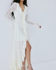 CLEMENTINA MAXI DRESS IN IVORY NYLON LACE - De La Vali