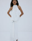 VIDA MIDI DRESS IN IVORY SPANDEX JERSEY - De La Vali