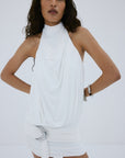 VIDA MINI DRESS IN IVORY SPANDEX JERSEY - De La Vali