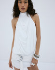 VIDA MINI DRESS IN IVORY SPANDEX JERSEY - De La Vali