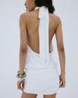 VIDA MINI DRESS IN IVORY SPANDEX JERSEY - De La Vali