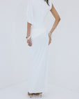 TITAN MAXI DRESS IN IVORY SPANDEX JERSEY - De La Vali