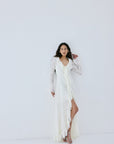 CLEMENTINA MAXI DRESS IN IVORY NYLON LACE - De La Vali