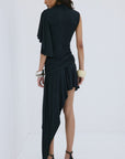 TITAN MINI DRESS IN BLACK SPANDEX JERSEY - De La Vali