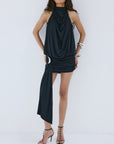 VIDA MINI DRESS IN BLACK SPANDEX JERSEY - De La Vali