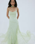 CALIMA MAXI DRESS IN MINT GREEN FINE LACE - De La Vali