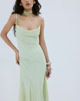 CALIMA MAXI DRESS IN MINT GREEN FINE LACE - De La Vali
