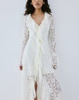 CLEMENTINA MAXI DRESS IN IVORY NYLON LACE - De La Vali