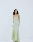 CALIMA MAXI DRESS IN MINT GREEN FINE LACE - De La Vali