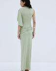 TITAN MAXI DRESS IN GREEN SPANDEX JERSEY - De La Vali