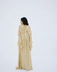 ETEREO MAXI DRESS IN ANTIQUE YELLOW VISCOSE GEORGETTE AND LACE - De La Vali
