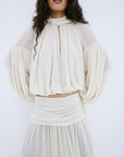 AGAPITO SKIRT IN CREAM POLY CHIFFON - De La Vali