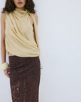 MENORCA TOP IN ANTIQUE YELLOW VISCOSE GEORGETTE - De La Vali