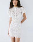 LAIA MINI DRESS IN IVORY NYLON LACE - De La Vali