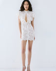 LAIA MINI DRESS IN IVORY NYLON LACE - De La Vali